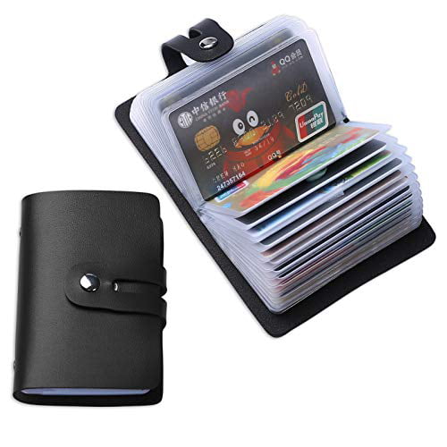 Minimalist Credit Card Wallet with 26 Card Slots RFID Credit Card Holder for Women or Men Leather Business Card Holder Slim Credit Cards Organizer and Card Case Black 